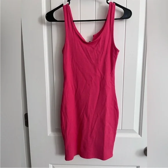 Fashion Nova Hot Pink Ribbed Mini Dress - Picture 1 of 3